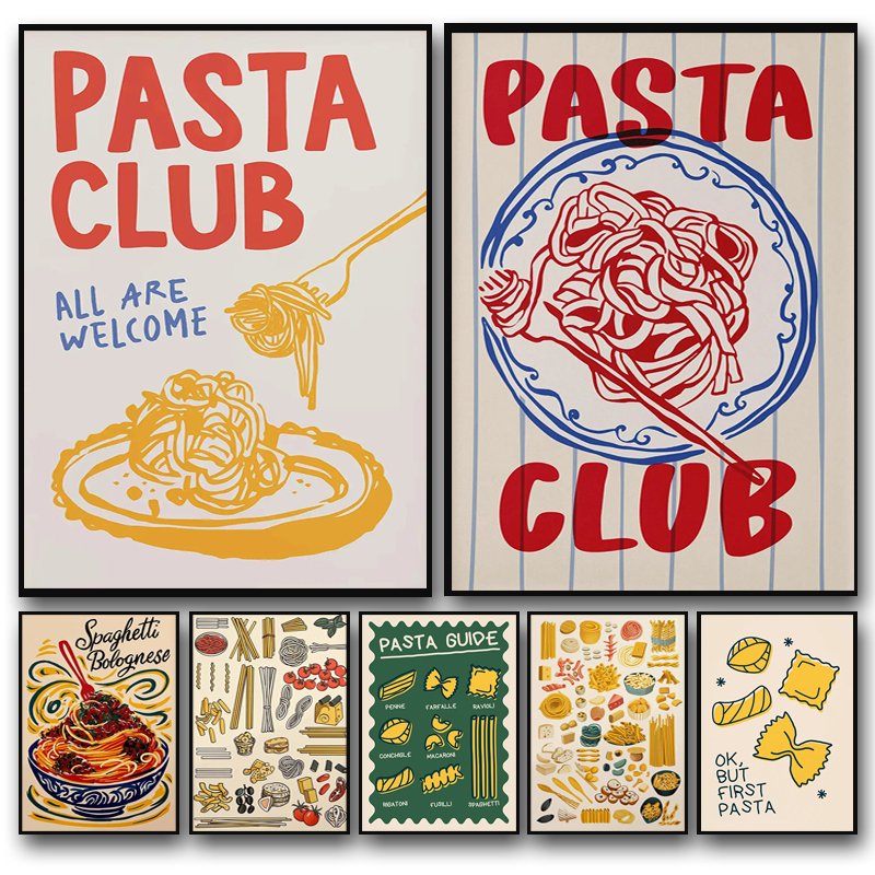 Home Cooking In Italian - Minimalism Delicious Pasta Poster Trendy Breakfast