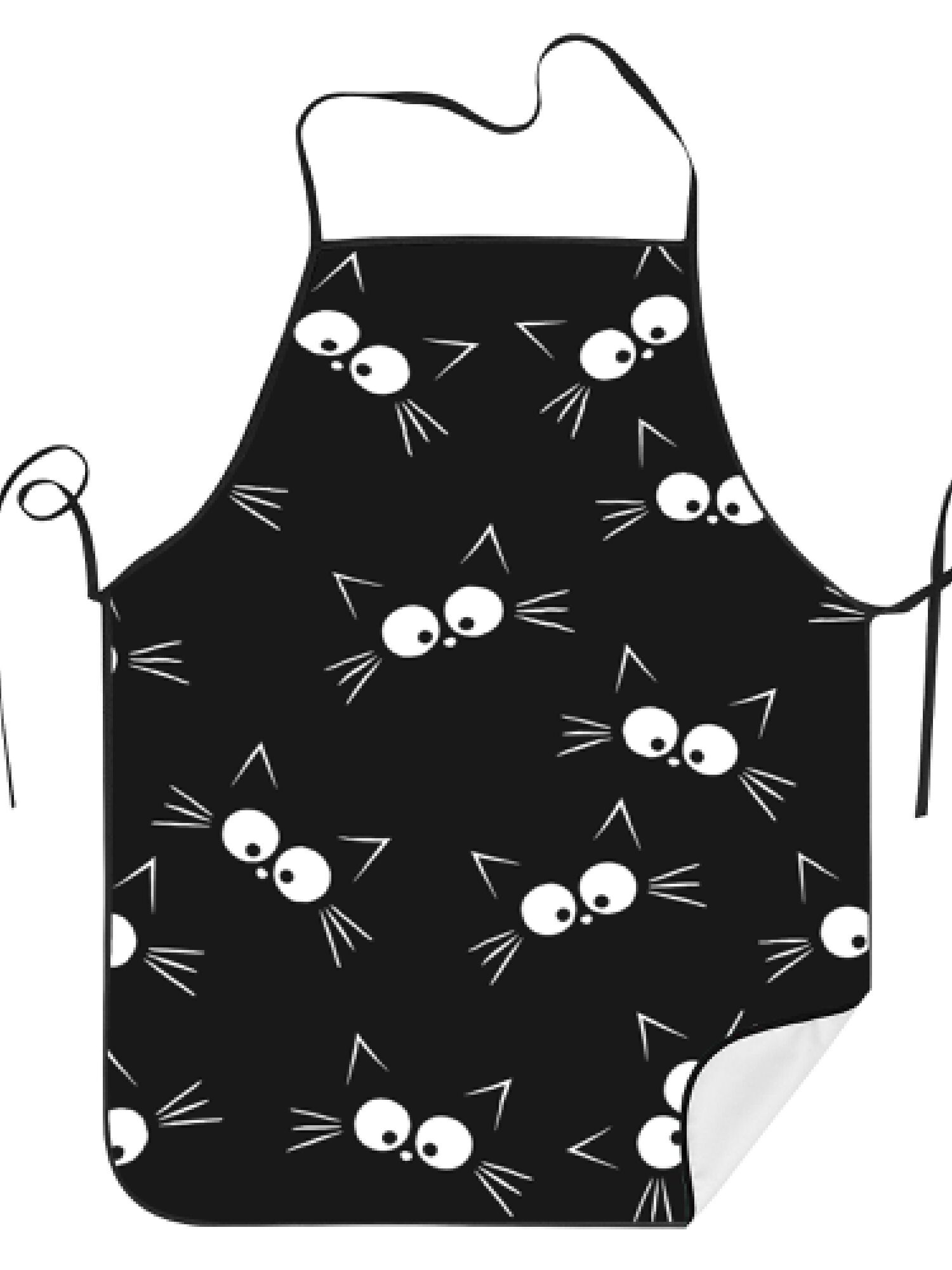 Home Cooking For Cats - Playful Black Cat Pattern Adult Apron