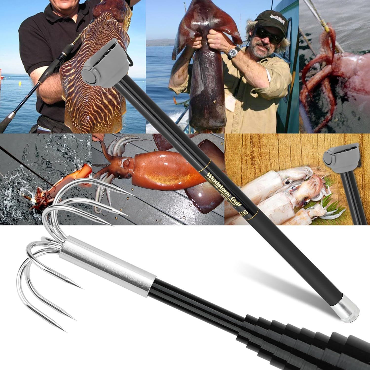 Wok Carbon Steel - SANLIKE Fishing-Squid Gaff 3M/4M Stainless Steel