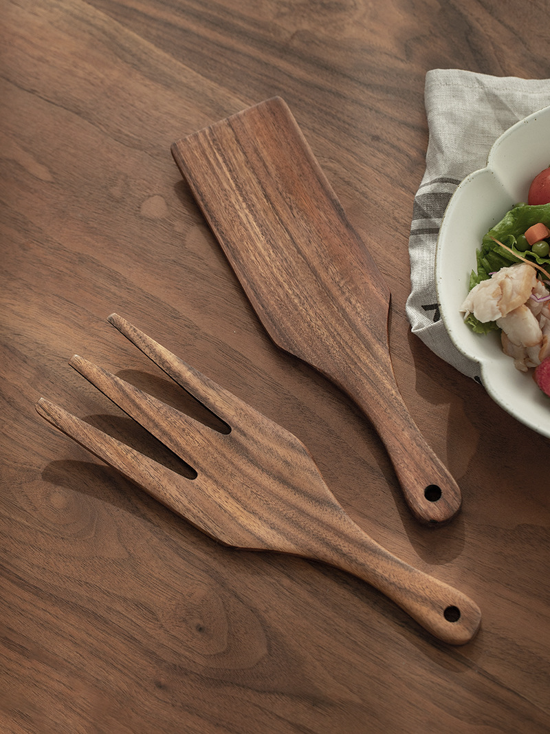 Home Cooking Supplies - Wooden Salad Server, Wood Salad Tong