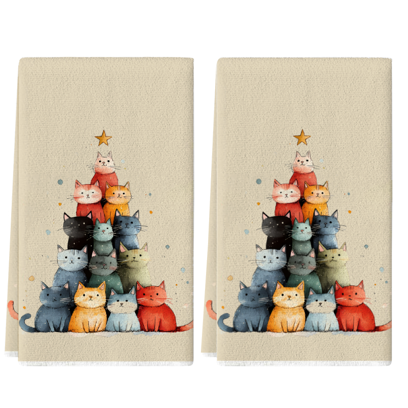 Home Cooking For Cats - 2Pcs, Cute Cat-Themed Kitchen Towels, 40Cm*60Cm