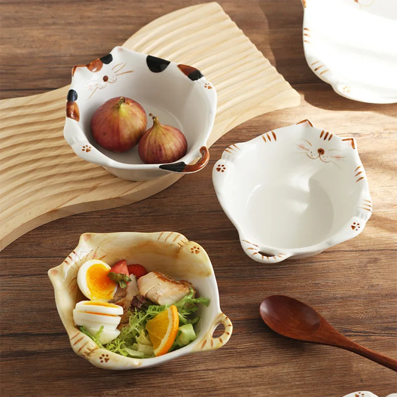Cartoon Cat Ceramic Bowl Plate - Home Cooking For Cats recensione e prezzo