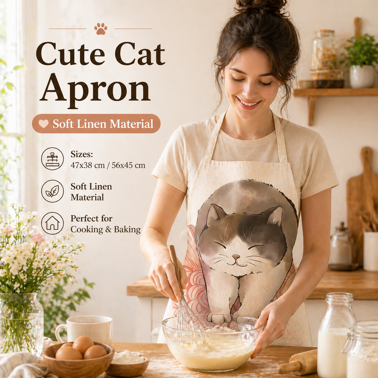 Cute Cat Printed Linen Kitchen - Home Cooking For Cats recensione e prezzo