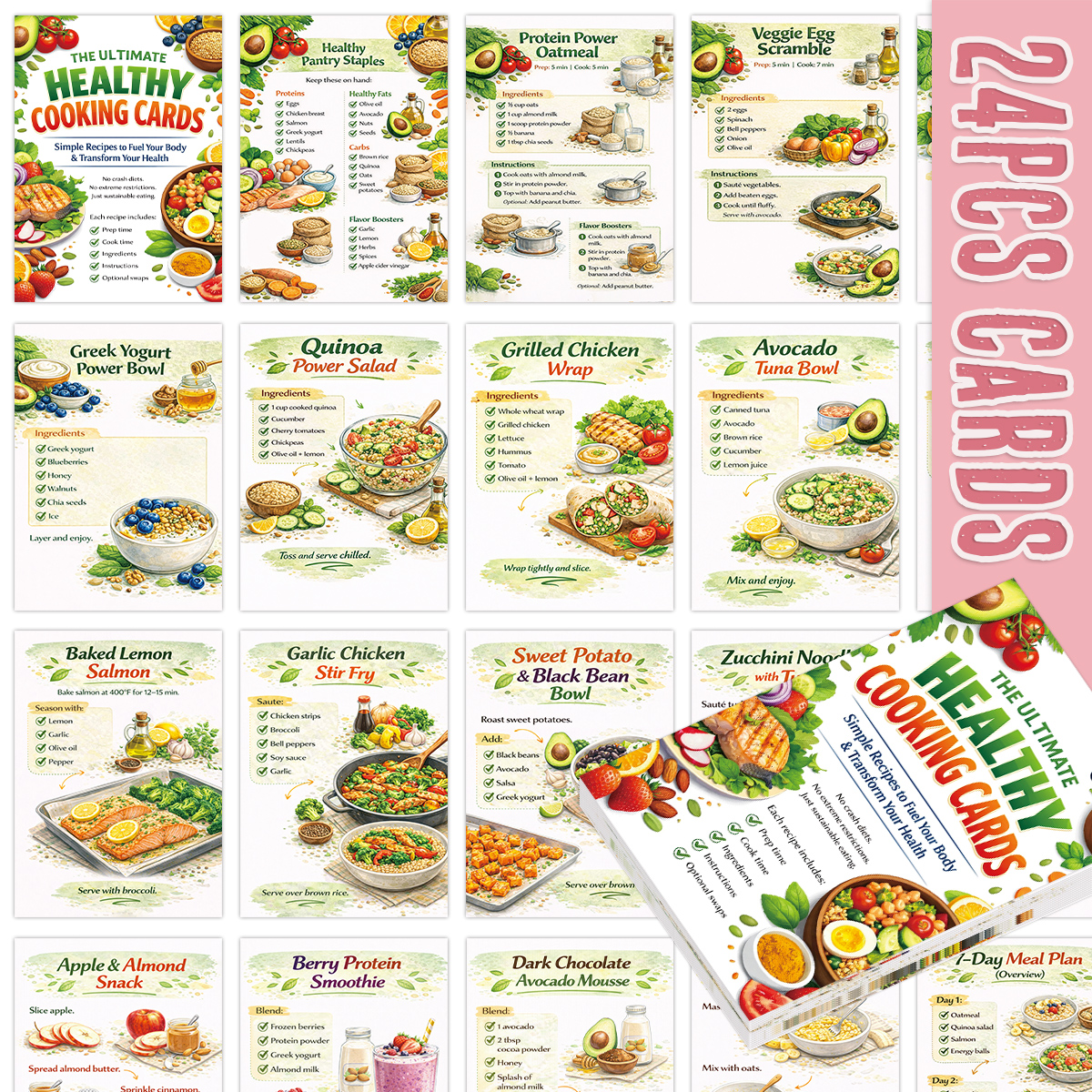 24pcs Cooking Recipe Cards Wit - Home Cooking Recipes recensione e prezzo