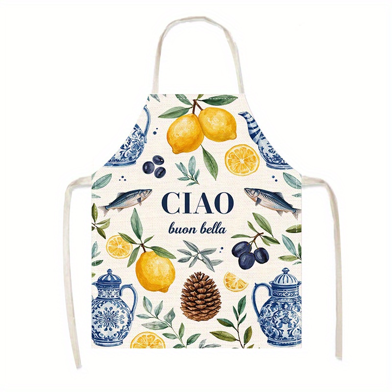 1pc 2D Flat Linen Apron Ciao B - Home Cooking In Italian recensione e prezzo