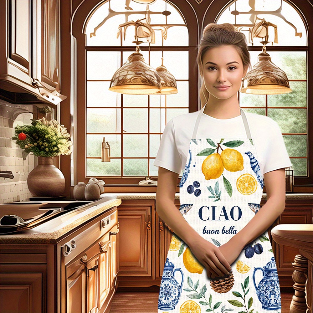 1pc 2D Flat Linen Apron Ciao B - Home Cooking In Italian recensione e prezzo
