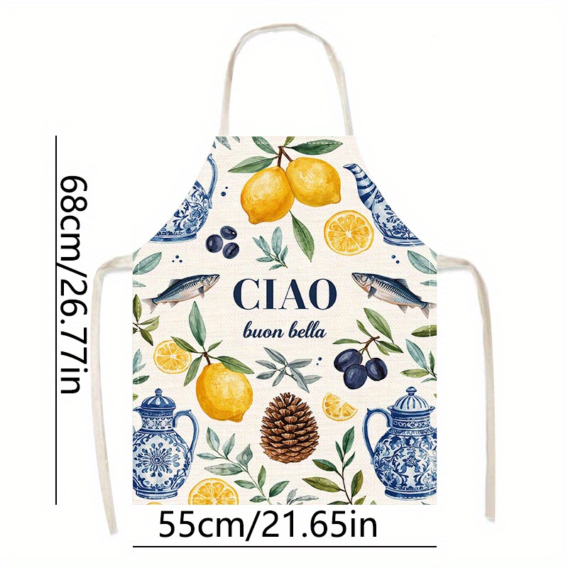 1pc 2D Flat Linen Apron Ciao B - Home Cooking In Italian recensione e prezzo
