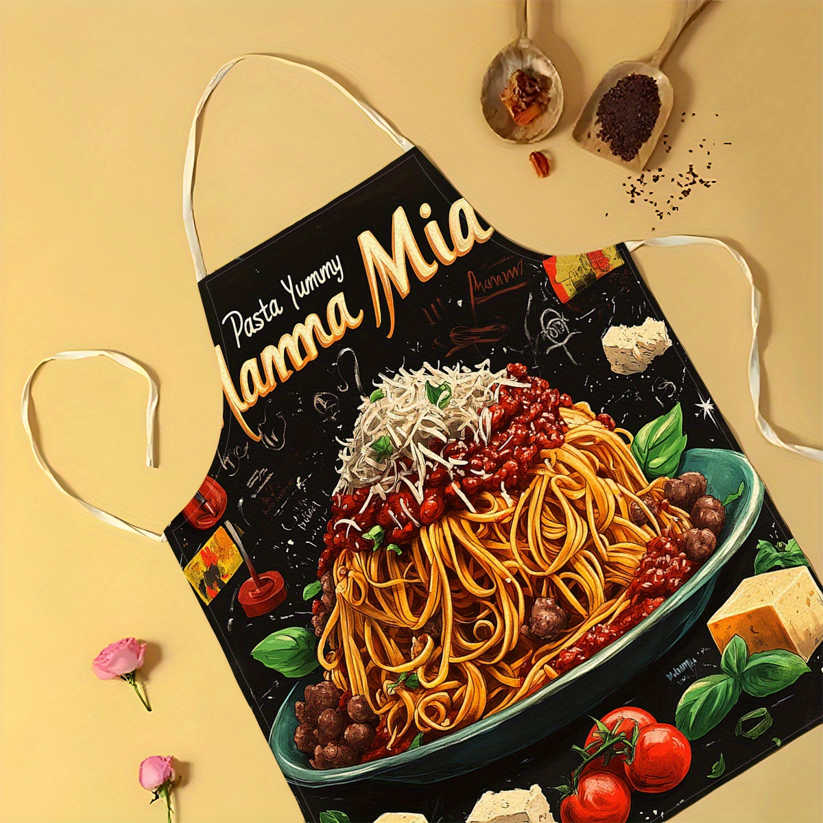 1pc Linen Apron, Pasta-Themed  - Home Cooking In Italian recensione e prezzo