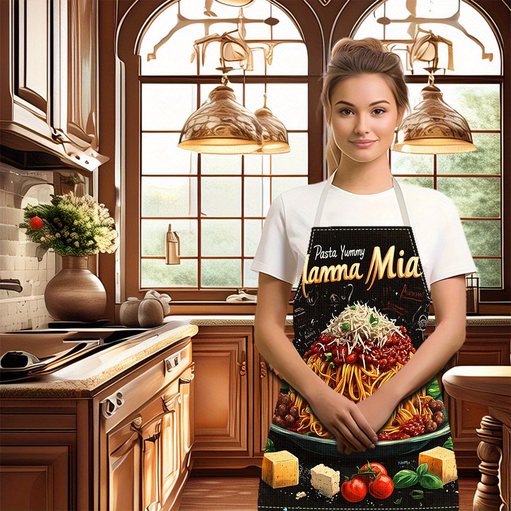 1pc Linen Apron, Pasta-Themed  - Home Cooking In Italian recensione e prezzo