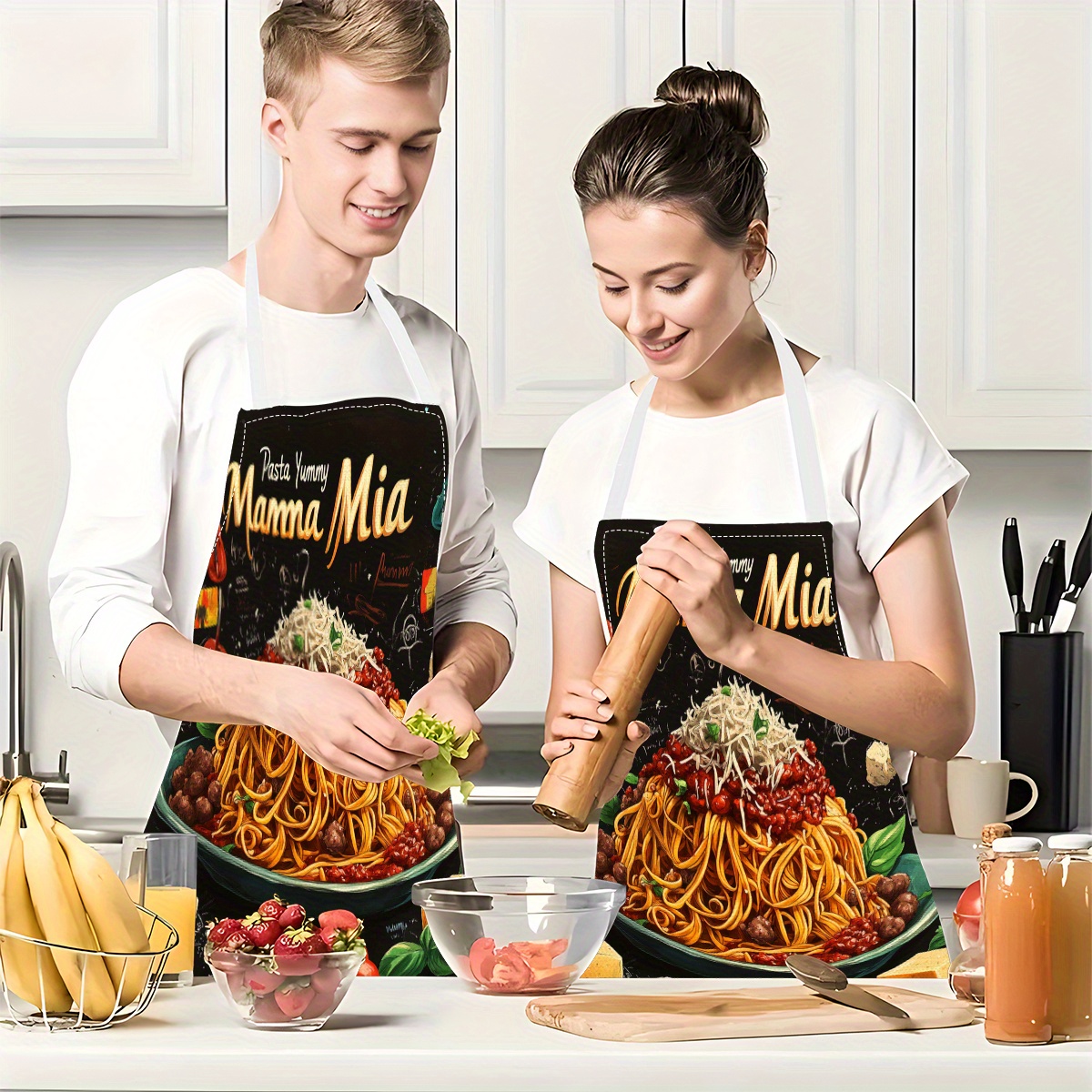 1pc Linen Apron, Pasta-Themed  - Home Cooking In Italian recensione e prezzo